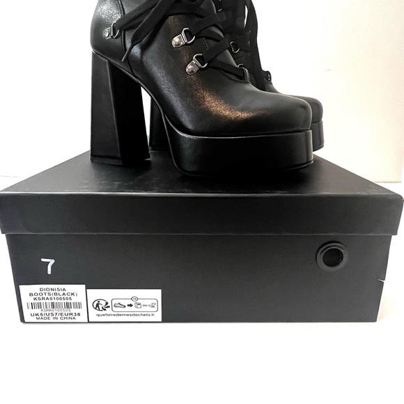 New Killstar Dionisia Black Faux Leather PU Platform Buckle Zipper Goth Boot 7 - Picture 8 of 11